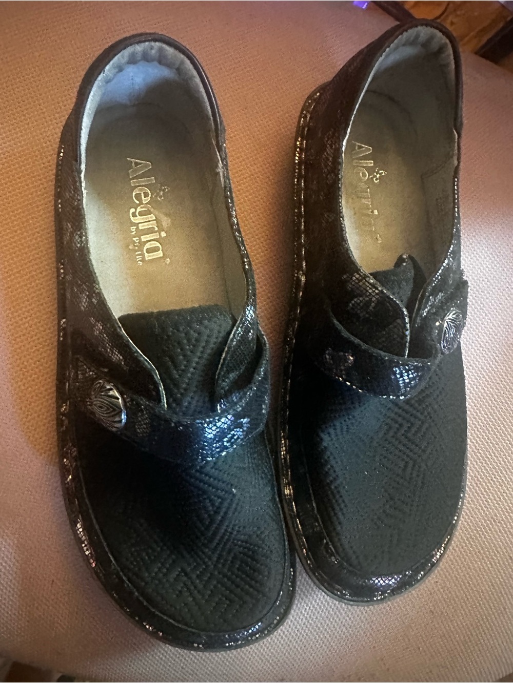 Alegria Black Slip-On Loafer Flats